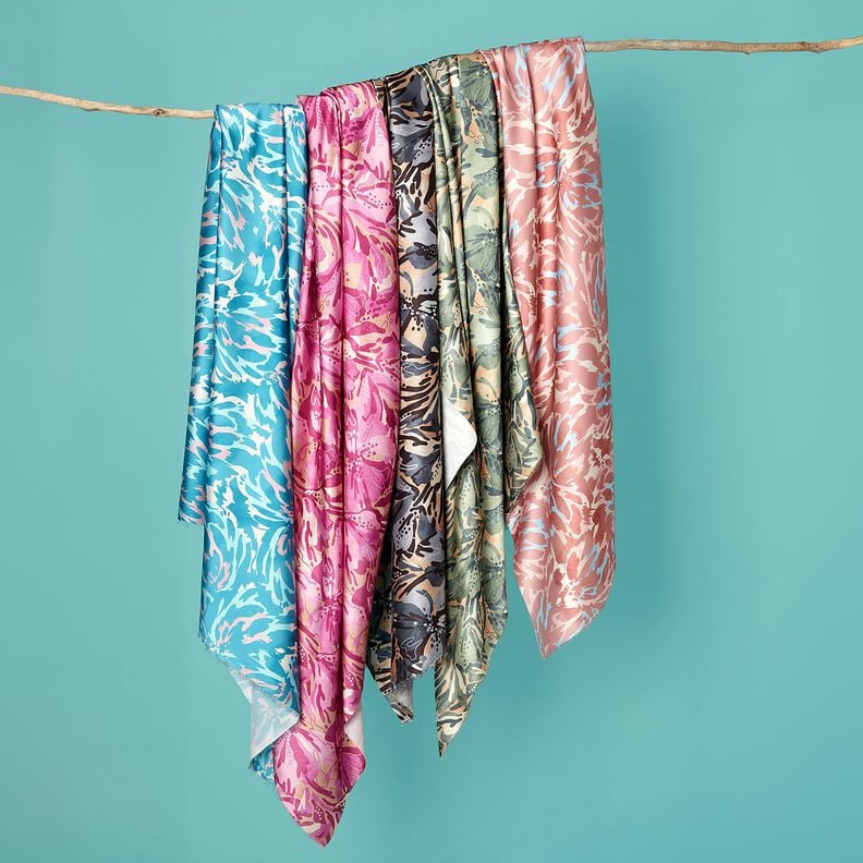 Satyna krepowa w rośliny morskie – szary łupek/beż,  image number 6