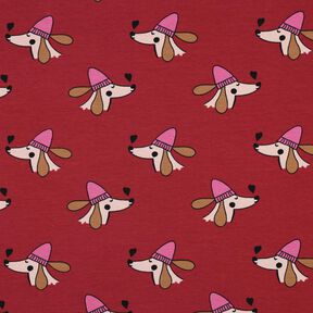 Dzianina dresowa pętelkowa pies w czapce | Poppy Fabrics – ciemnoczerwony/pink, 
