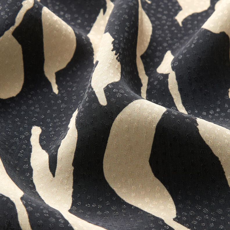 Tkanina wiskozowa abstrakcyjna zebra – czerń/jasnobeżowy,  image number 2