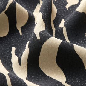 Tkanina wiskozowa abstrakcyjna zebra – czerń/jasnobeżowy, 