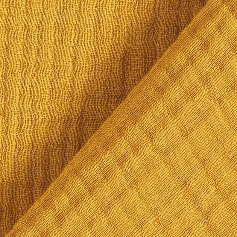 GOTS Trójwarstwowy muślin bawełniany – żółty curry,  image number 5