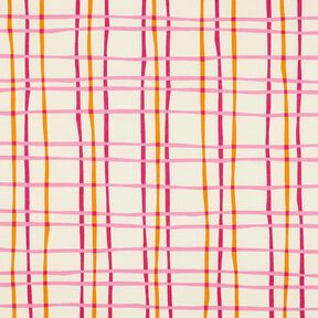 Popelina bawełniana falista krata | Poppy Fabrics – krem/róż, 