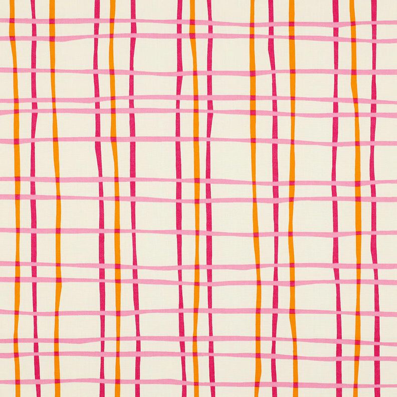Popelina bawełniana falista krata | Poppy Fabrics – krem/róż,  image number 1