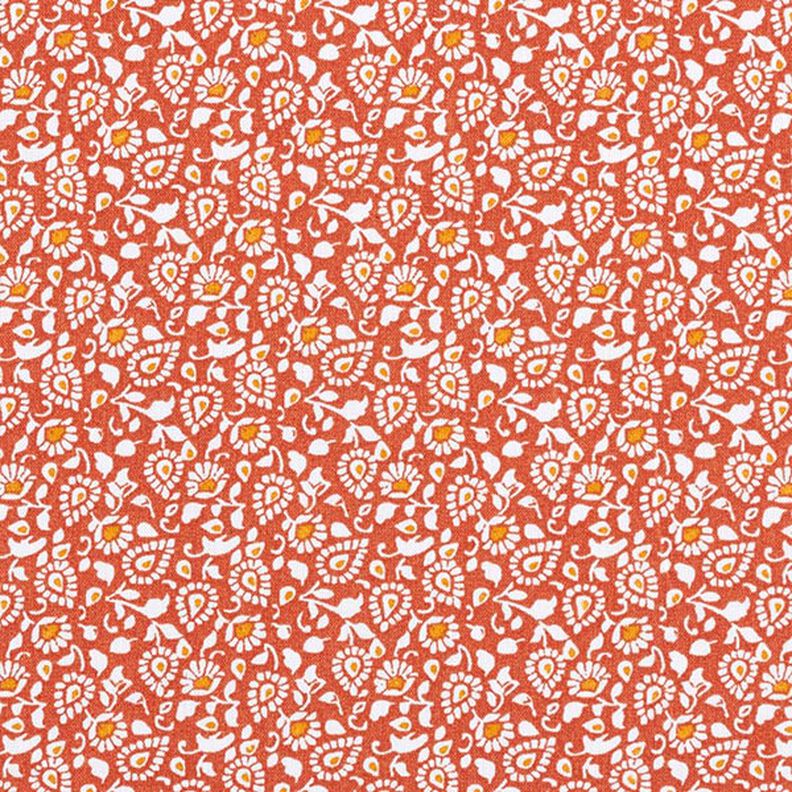 Tkanina bawełniana kreton Drobny wzór paisley – terakota,  image number 1