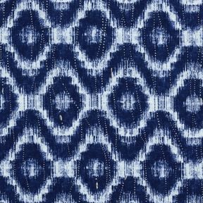 Popelina bawełniana Romby i brokatowe krople &ndash; indygo/biel, 