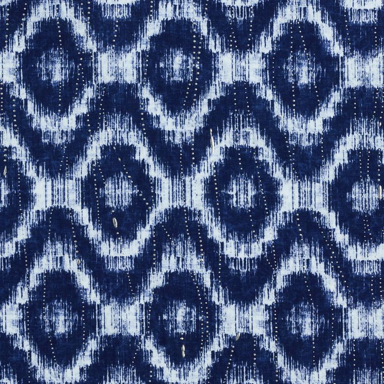 Popelina bawełniana Romby i brokatowe krople &ndash; indygo/biel,  image number 1