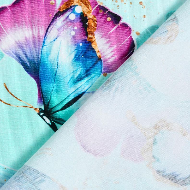 Dżersej bawełniany motyle z miłorzębu | Glitzerpüppi  – lodowy niebieski,  image number 4