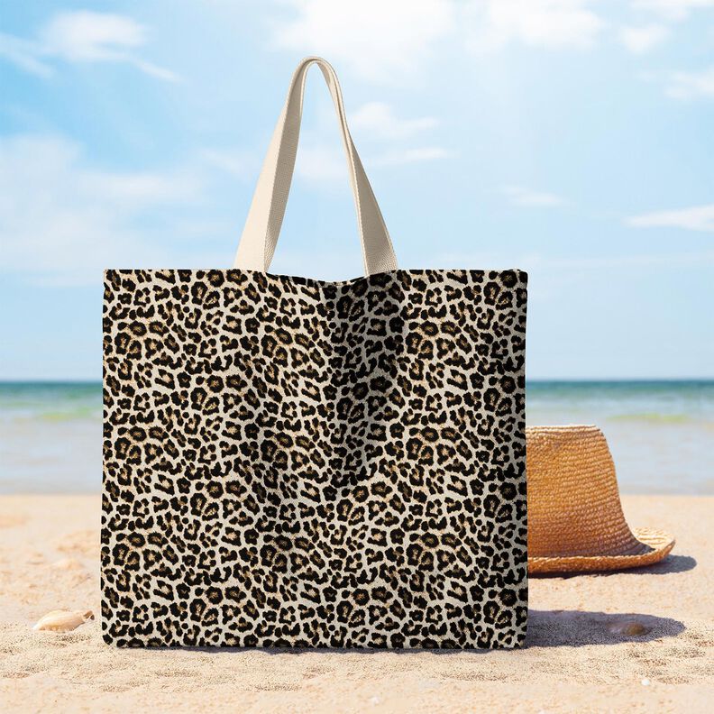 Tkanin dekoracyjna Żakard tkany wzór w panterkę – jasnobeżowy/czerń,  image number 6