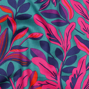 Satyna bawełniana Lush Leaves | Nerida Hansen – turkus/purpura, 