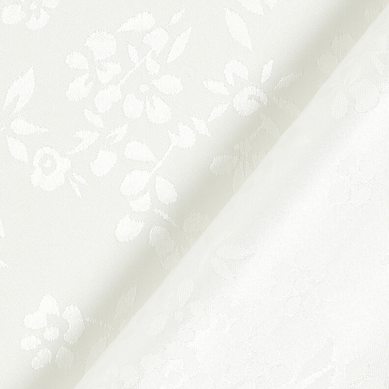Satyna Tkanina podszewkowa Kwiaty – biel,  image number 4