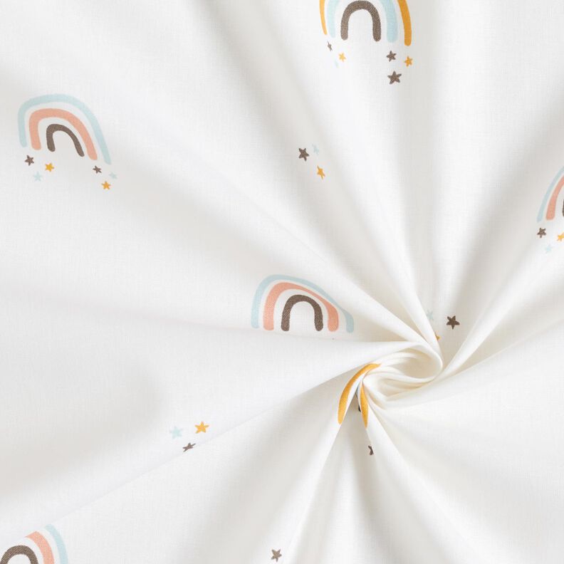 Popelina bawełniana tęczowy gwiezdny deszcz – kość słoniowa,  image number 3