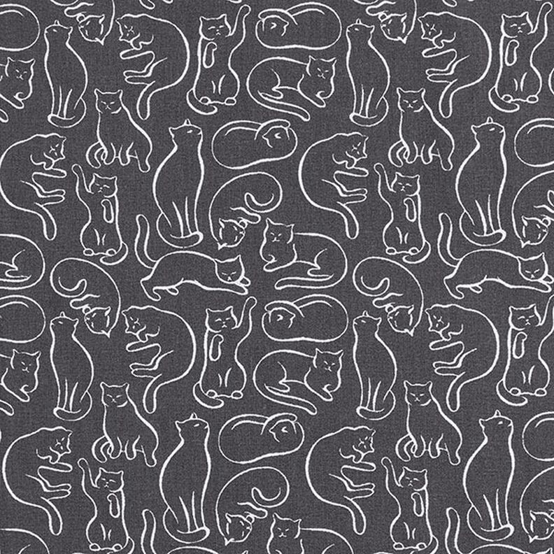 Tkanina bawełniana Kreton zabawne koty – granit,  image number 1