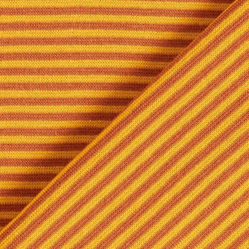 Dzianina ściągaczowa w formie rękawa w wąskie paseczki – terakota/żółć,  image number 4
