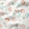Muślin / Tkanina double crinkle rozgwiazdy, muszelki i glony nadruk cyfrowy – mleczna biel,  thumbnail number 2