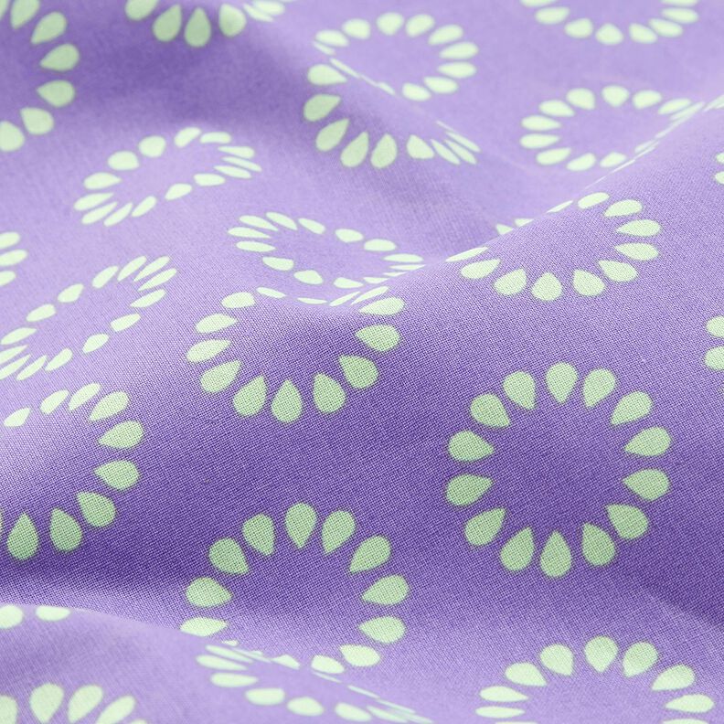 Bawełna powlekana kolorowe kółka – lawendowy/majowa zieleń, image number 2