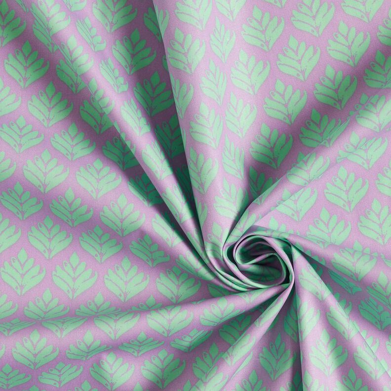 Bawełna powlekana abstrakcyjne wachlarze – pastelowy fiolet/miętowy,  image number 3