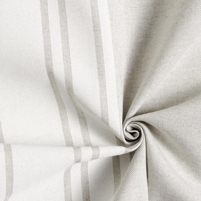 Tkanin dekoracyjna Panama Szerokie pasy – mleczna biel/mglisty szary,  image number 3