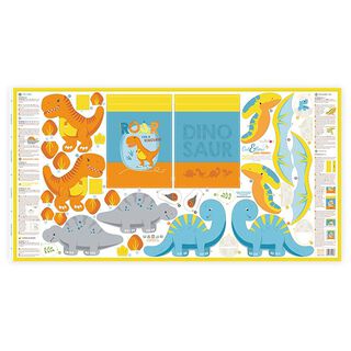 Panel tkaninowy do wycinania i szycia dinozaura „DINO FRIENDS” [ 80 x 155 cm ] | Kullaloo, 