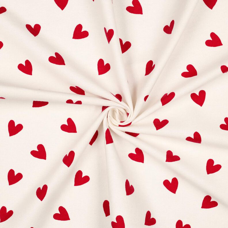 Flanela bawełniana serca | Poppy Fabrics – kość słoniowa/czerwień karminowa, image number 3