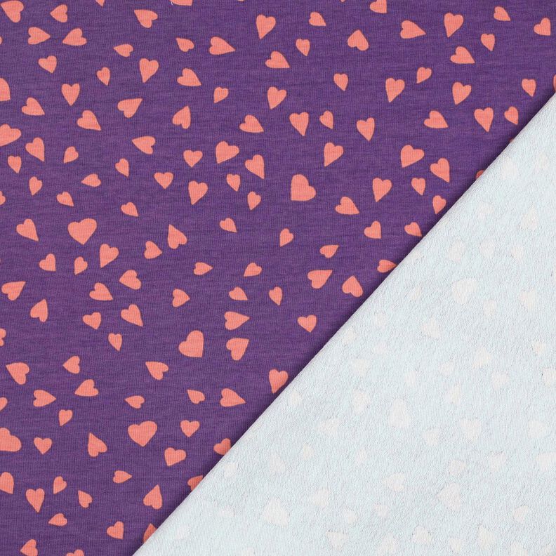 Dzianina dresowa pętelkowa serca | Poppy Fabrics – lilia/stary róż, image number 3