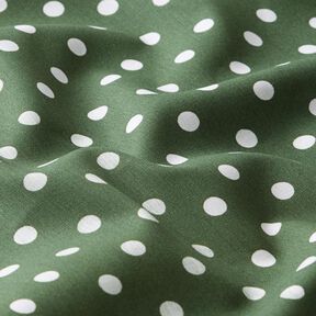 Popelina bawełniana Duże kropki – ciemna zieleń/biel, 
