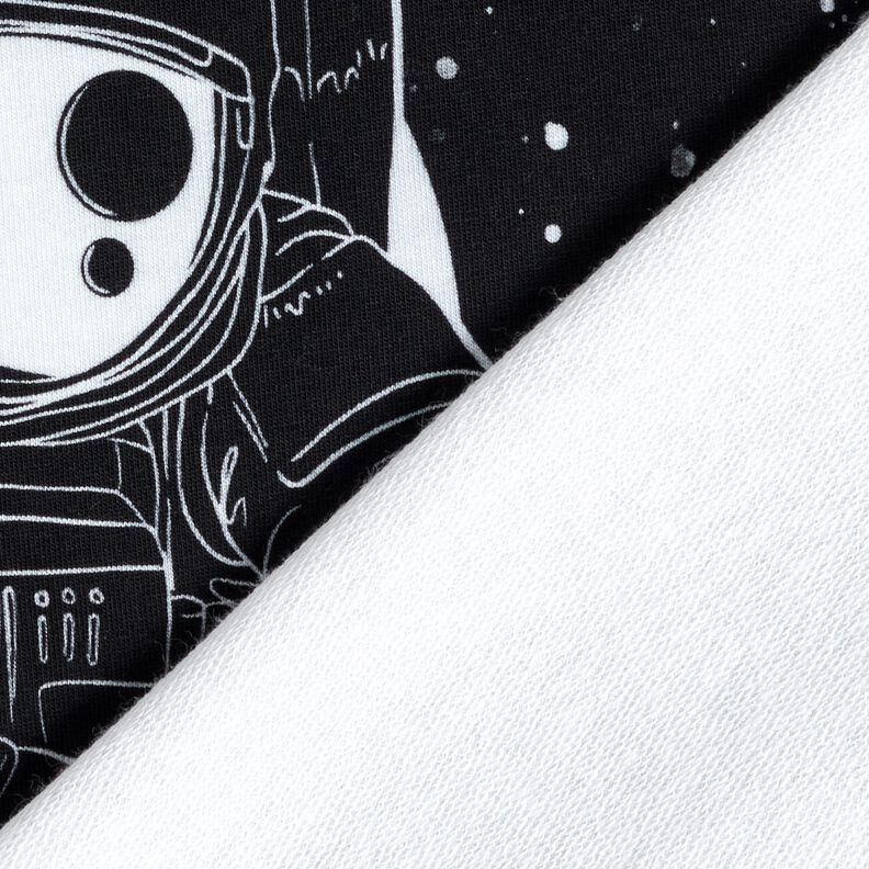 French Terry Panel Spaceman | Glitzerpüppi – czerń/biel,  image number 4