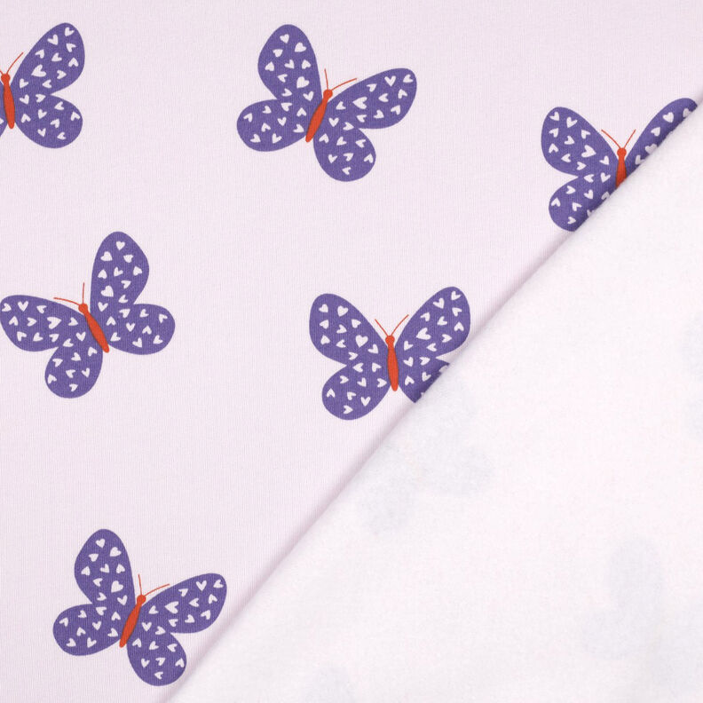 Dzianina dresowa drapana duże motyle | Poppy Fabrics – pastelowy beż/niebieska lilia,  image number 4