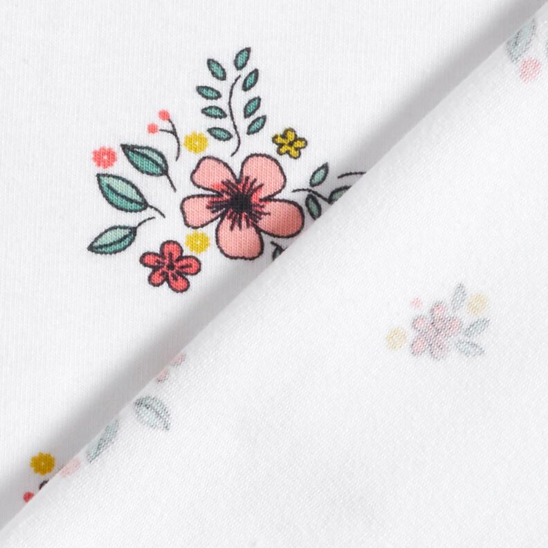 GOTS Dżersej bawełniany rozsypane kwiaty | Poppy Fabrics – biel,  image number 4
