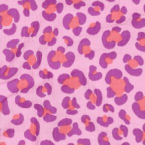 Muślin / Tkanina double crinkle kolorowa panterka | Poppy Fabrics – pastelowy fiolet/czerwona lilia, 