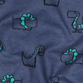 Flanela bawełniana łobuzerskie dinozaury | Poppy Fabrics – dżins/szmaragdowy, 