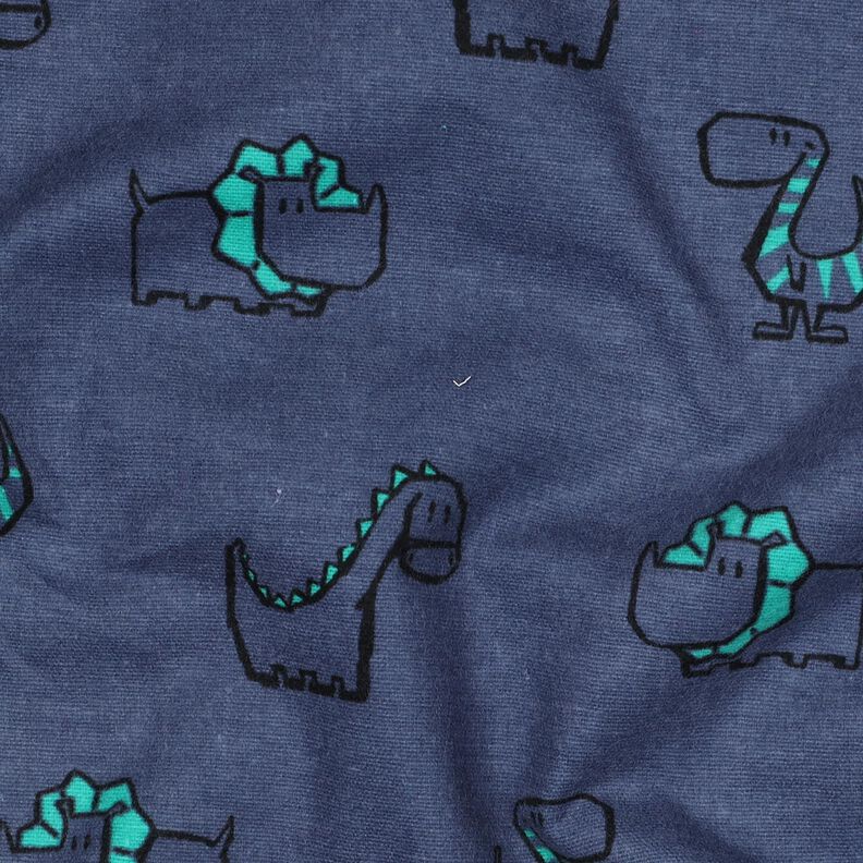 Flanela bawełniana łobuzerskie dinozaury | Poppy Fabrics – dżins/szmaragdowy, image number 2