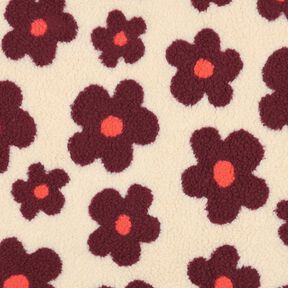 Puszysty plusz kwiaty | Poppy Fabrics – nerkowiec/bordo, 
