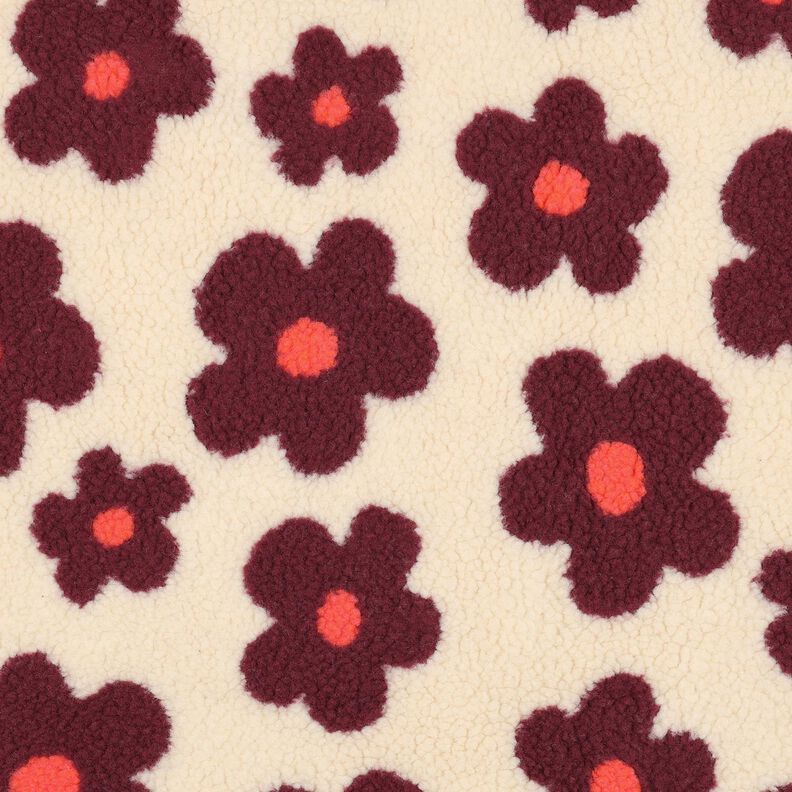 Puszysty plusz kwiaty | Poppy Fabrics – nerkowiec/bordo, image number 1