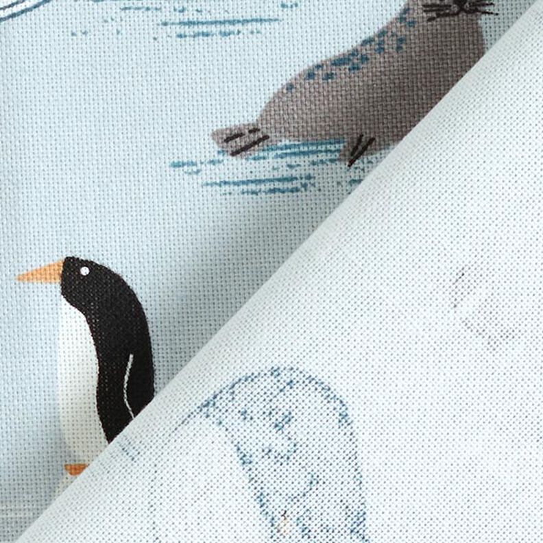 Tkanin dekoracyjna Half panama zwierzęta w lodowej krainie – błękit/biel,  image number 4