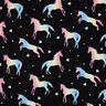 Dżersej bawełniany tęczowe jednorożce nadruk cyfrowy | Poppy Fabrics – czerń,  thumbnail number 1