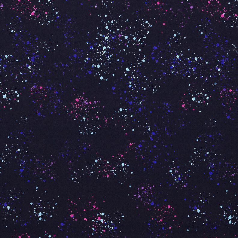 Dżersej bawełniany kolorowe plamy | Glitzerpüppi  – ciemnogranatowy/niebieska lilia,  image number 1