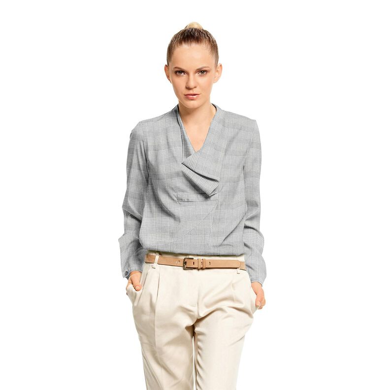 Lekka tkanina bawełniana w kratkę – jasnoszary/biel,  image number 5