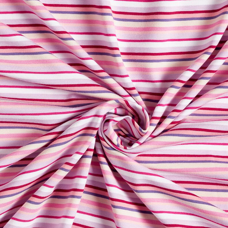 Dżersej bawełniany prążki – liliowy/pink, image number 3