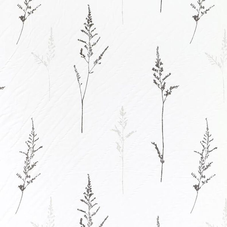 Tkanina na firany Woal drobne trawy 295 cm – biel/czerń,  image number 1