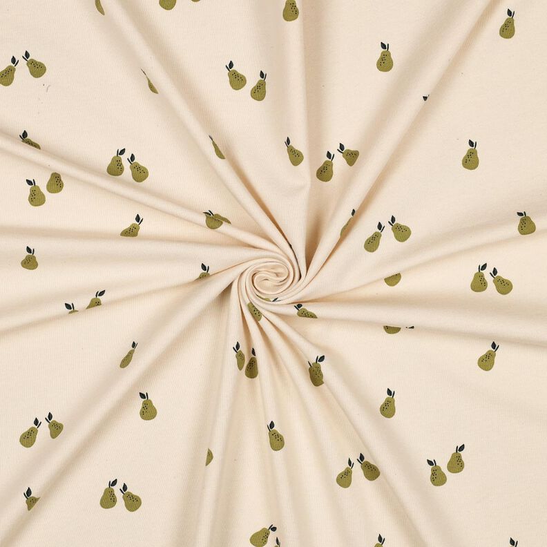 GOTS Dżersej bawełniany gruszki | Poppy Fabrics – jasnobeżowy/jasna oliwka,  image number 3