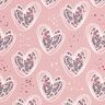Dżersej bawełniany panterkowe serca – jasny brudny róż,  thumbnail number 1