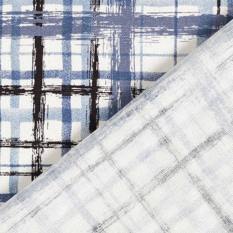 Mieszanka lnu i wiskozy w abstrakcyjne karo – biel/stalowoniebieski,  image number 5