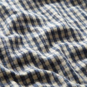 Materiał na płaszcze z mieszanki wełnianej w małą kratkę – beż/błękit, 