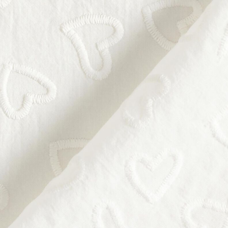 Batyst haftowane serca | Poppy Fabrics – kość słoniowa,  image number 4
