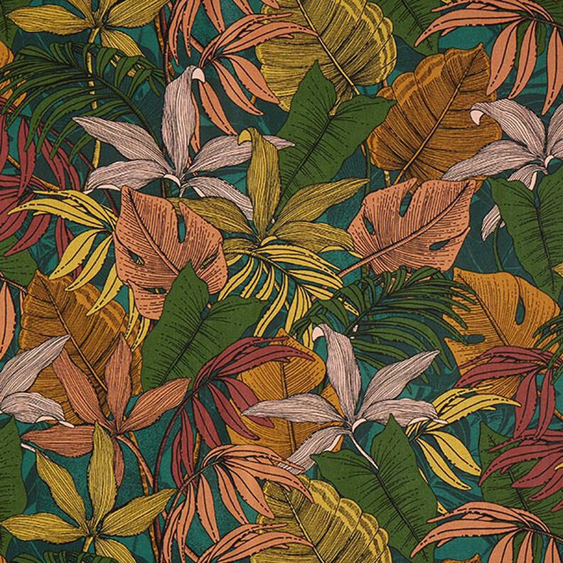 Tkanin dekoracyjna Half panama dżungla – ciemna zieleń,  image number 1