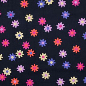 Sztruks cienki kwiaty z nadrukiem brokatowym | Poppy Fabrics – granat, 