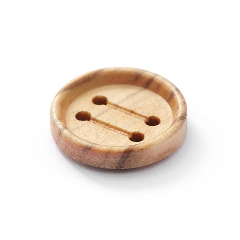 Guzik drewniany, 4 dziurki  – naturalny,  image number 2