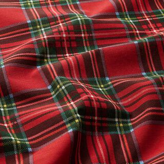 Tkanin dekoracyjna Płótno szkocka krata – czerwień/zielony jodłowy, 