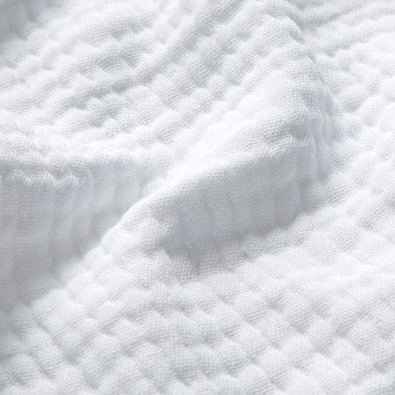 GOTS Trójwarstwowy muślin bawełniany – biel,  image number 3