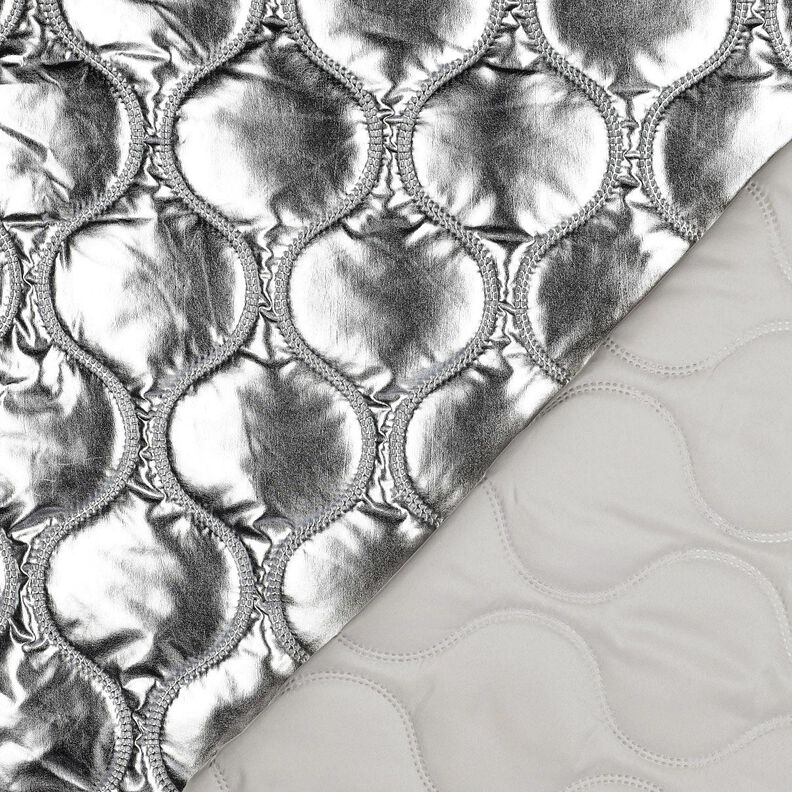 Tkanina pikowana linie serpentynowe – srebrny metaliczny, image number 4